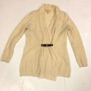 Michael Michael Kors M Sweater Cream Buckle Detail Cardigan long sleeve Excellen